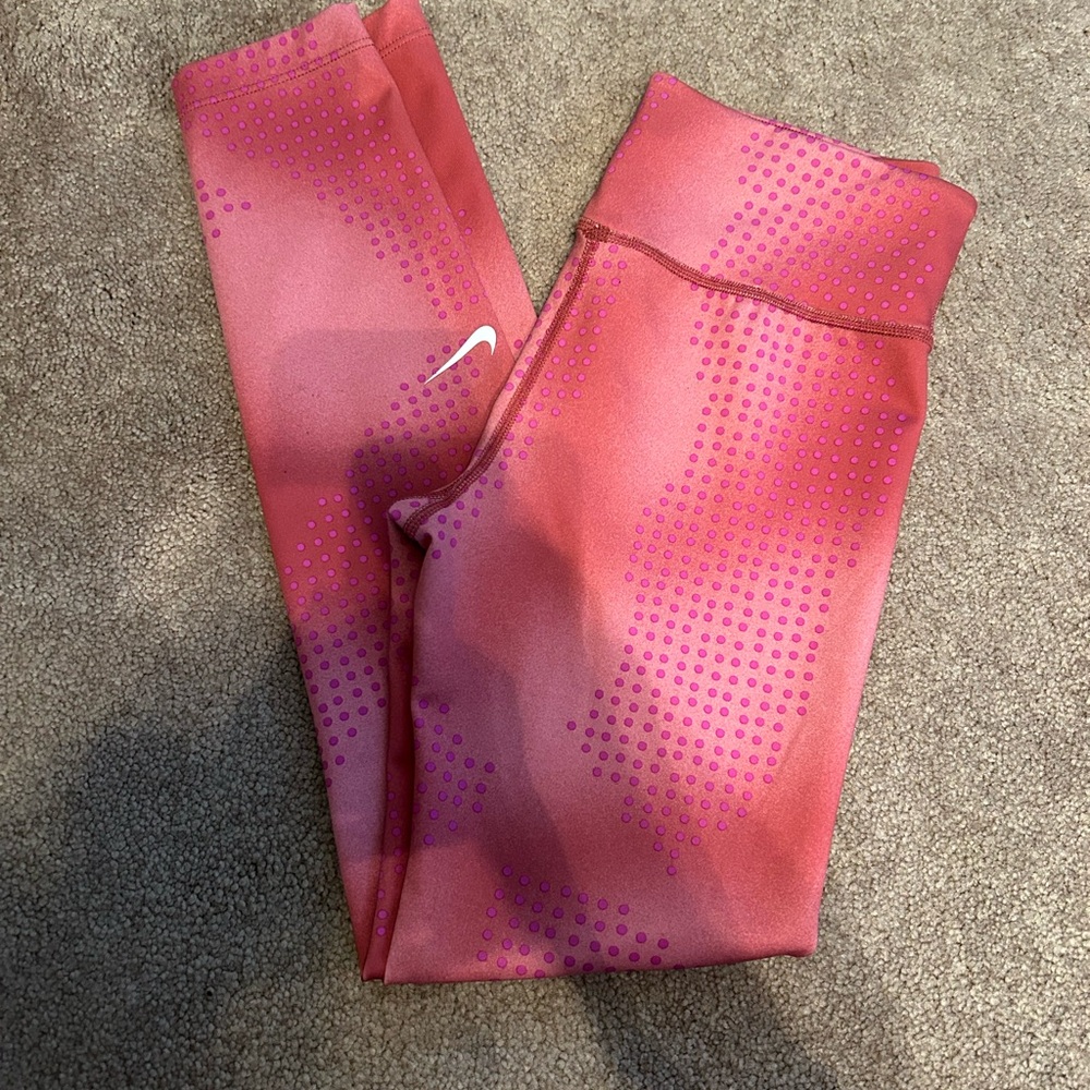 Nike Girls' Coral and Pink Dot Athletic Leggings